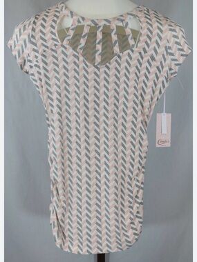Chevron Cutout Neck Tee